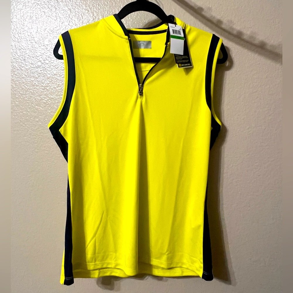 Callaway Yellow Zip-Up Sleeveless Top